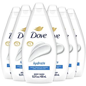 Dove Body Wash, Hydrate 6-Pack &ndash; Moisturizing Cleanser for Smooth, Soft Skin, 15.22 Oz Ea $37.99