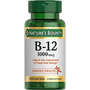 Select Accounts: Nature's Bounty Vitamins and Supplements: 200-Count 1000mcg Vitamin B12 Coated Tablets $5.48 & More w/ S&S+ Free Shipping w/ Prime or on $35+