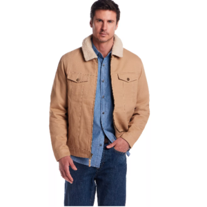 Men's Zip Front Sherpa Collar Trucker Jacket (White Pepper, Sizes S-2XL) $24.96 + Free Pickup at Macys or Free Shipping on $39+