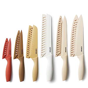 6-Knife Carote Ceramic Coated Stainless Steel Kitchen Knife Set w/ Blade Guards (Brown, MultiColor) $12.99 + Free S&H w/ Walmart+ or on $35+