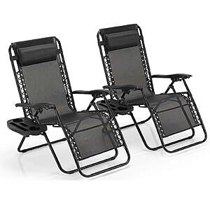 2-Pack Alvantor Zero Gravity Folding Lounge Chairs w/ Pillow and Cup Holder (Black, Blue) $54.99 ($27.50 each) + Free Shipping