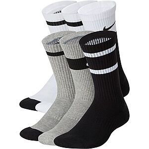 6-Pair Kids' Nike Everyday Cushioned Dri-FIT Crew Socks (Various, X-Small-Medium) from $12.00 + Free Store Pickup at Kohl's + Free S&H on $49+