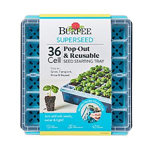 Burpee SuperSeed Seed Starting Tray | 36 Cell Reusable Seed Starter Tray | for Starting Vegetable, Flower & Herb Seeds | Indoor Grow Kit for Plant Seedlings | for Germination Success