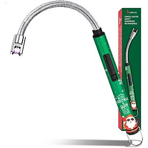 Candle Lighter SUPRUS Rechargeable Electric Arc Lighter Triple Safety Long Lighter Stainless Steel Shell & Hanging Hook with 360°Flexible Neck