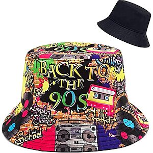 XYIYI Fashion Retro 90s Bucket Hat Beach Fisherman Hats for Women Men, Reversible Double-Side-Wear