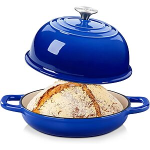 5-Qt Valaze Enameled Cast Iron Bread Baking Dutch Oven w/ Dome Lid (Blue) $29.99 + Free Shipping w/ Prime or on $35+