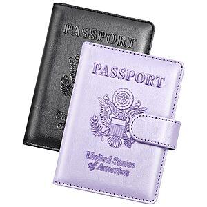 2-Pack Herain Leather-Look RFID Blocking Passport Wallet w/ Multiple Pockets (Black/Light Purple) $5.99 ($3.00 each) + Free Shipping w/ Prime or on $35+