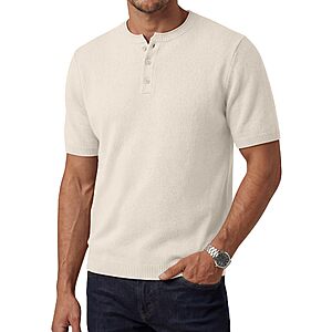 August Alley Men's Short Sleeve Lightweight Viscose Knit Henley Neck T-Shirt (Various) $6.99 + Free Shipping w/ Prime or on $35+