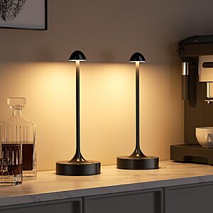 2-Pack 11.4" Kakanuo Rechargeable Battery Operated Table Lamp w/ 3 Color Modes & Stepless Dimming (Black) $11.99 ($6.00 each) + Free Shipping w/ Prime or on $35+