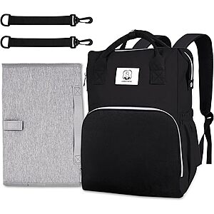 16" Cottonbebe Diaper Bag Backpack w/ Insulated Pockets, Changing Pad, and Stroller Straps (Black, Khaki) $12.99 + Free Shipping w/ Prime or on $35+