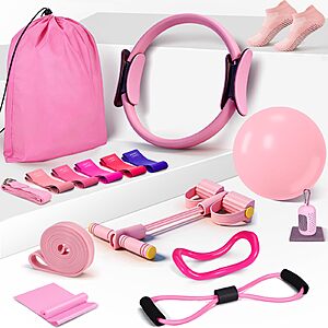 15-Piece laapee Pilates Essentials Pilates Equipment Starter Set (Pink) $14.99 + Free Shipping w/ Prime or on $35+