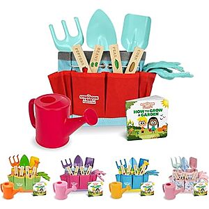 11-Piece The Storybook Kids Explorers Club Kid/Toddler Gardening Set w/ Metal Tools and Gardening Guide Book (Red, Pink) from $9.44 + Free Shipping w/ Prime or on $35+