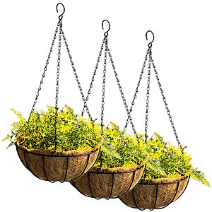 3-Pack 10" Tosnail Metal Hanging Planter Baskets w/ Coco Fiber Liners $9.99 + Free Shipping w/ Prime or on $35+