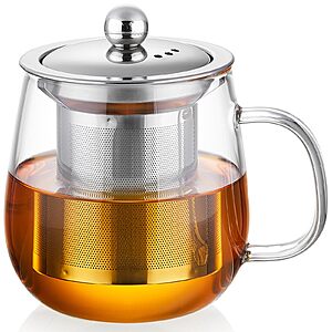 14.5-oz Dopudo Clear Borosilicate Glass Tea Cup w/ Stainless Steel Infuser and Lid $9.99 + Free Shipping w/ Prime or on $35+