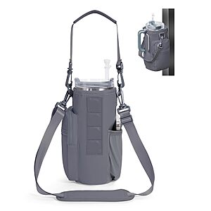sportsnew Magnetic Anti-Tip Crossbody Water Bottle Tumbler Holder w/ Phone Pocket Adjustable Strap (Various, Up to 40-Oz) from $8.99 + Free Shipping w/ Prime or on $35+