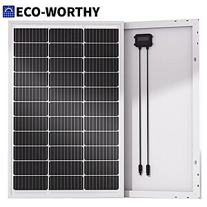 ECO-WORTHY 100 Watt Solar Panel 18 Volt Monocrystalline $32.60