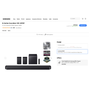 Samsung Q-Series Soundbar HW-Q990F 11.1.4 ch - EPP/EDU $799.84 Free Shipping