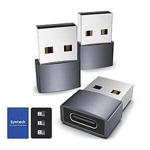 (Pack of 3) Syntech USB-C Female to USB-A 2.0 Male Adapter $4.79