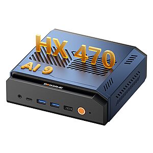 BOSGAME AI 9 Mini PC, AMD HX 470(up to 5.2GHz), Radeon 890M, 32GB/1TB