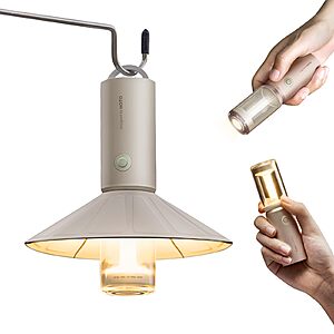 HOTO 3-in-1 Camping Lantern/Flashlight 3100mAh, 50 to 180 lumens, IP66 Water Resistant, Rechargeable $19.99