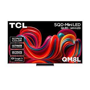 TCL 65" QM8L Series SQD-Mini-LED 144Hz QLED Smart TV (65QM8L, 2026) $1499.99