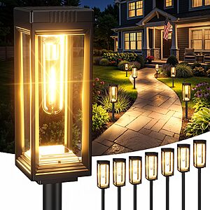 (8 Pack) VICOUP Tall Solar Pathway Lights Outdoor, Waterproof, Auto On/Off, Up to 15Hrs $29.99