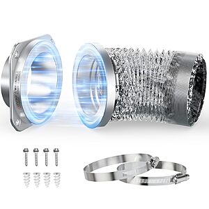 JEEVONY Magnetic Dryer Vent Coupling DV180 Airtight Seal Dryer Connector Kit Easy to Clean Quick Connector Including a 2.6ft 4" Duct and two Clamps $22.34