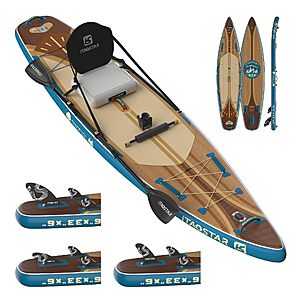 iTAOSTAR Wild 11'&times;36"/11'6"&times;34"/12'6"&times;33" Inflatable Paddle Board with Seat, 5 Fins, Stand Up Paddle Board with Premium SUP Accessories $195.99