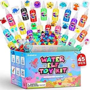 Shabebe Magic Water Elf Toy Kit&ndash; 20 Magic Gels (2 Glow-in-The-Dark) & 18 Sea Creature Molds, DIY Aqua Fairy Water Gel Crafts Toy $13.49