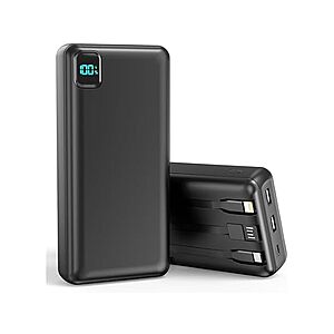 Pomohome 50000mAh Power Bank w/ Built-in Cables $9.99