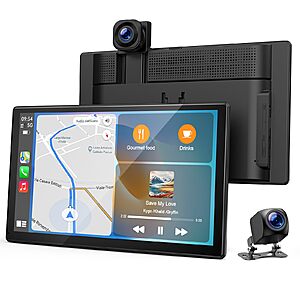 Topexplore 9" Wireless CarPlay Screen with 4K+1080P Dash Cam $87.99