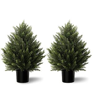 (2 Sets) Vitalismo Artificial Topiary Cedar Trees 2FT Tall for Outdoor/Indoor $32.99