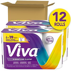 2x Viva Signature Cloth Paper Towels, 12 Family Triple, 141 Sheets per Roll S&S $30.66