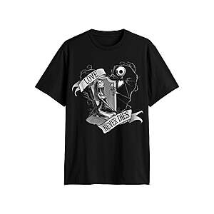 The Nightmare Before Christmas Men's Valentine's Day Graphic Tee (Love Never Dies) $6.31 + Free Shipping w/ Walmart+ or on $35+
