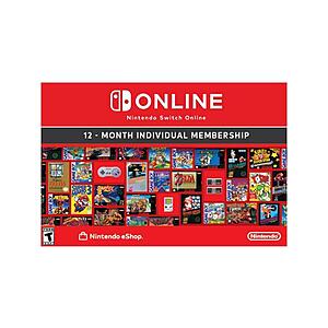 12-Months Nintendo Switch Online Individual Membership $17.99