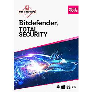 Bitdefender Total Security 2026 (1 Year, 5 Devices) $16.99