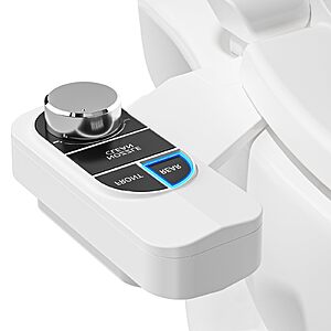 SAMODRA Non-Electric Bidet Attachment for Toilet &ndash; Self-Cleaning Dual Nozzle (Frontal & Rear Wash), Adjustable Water Pressure, Fits Most Toilets, Easy Installation $21.99