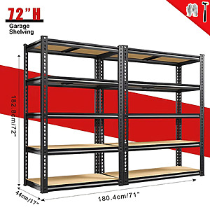 2-Pack HAGOO Adjustable Garage Storage Shelves: 60" x 28" x 13" for $40 ($20 each), 72" x 36" x 17" $55 ($28 each) + Free Shipping