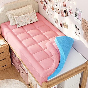 Twin XL ELEMUSE 3" Gel Memory Foam Mattress Topper (Pink) $34.99 + Free Shipping