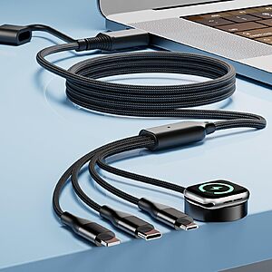 Amazon - 4-in-2 Multi Charging Cable with Smartwatch Charging - $4.19