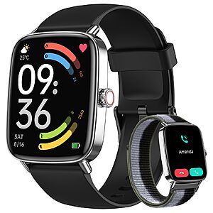 Amazon - Smart Watch for Women, 2 Bands Health and Fitness Watch for iPhone/Android - $20.99