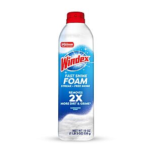Windex Fast Shine Foam Glass Cleaner, All-Purpose Cleaning Spray, 19 oz $2.82 @Amazon