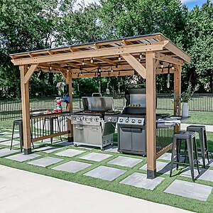 YMMV - Backyard Discovery Briarton Grill Gazebo XL w/ Cantilever Roof, Choose Installation $472.91