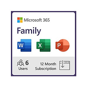 $90*:Microsoft 365 Family 1 Year Subscription For PC, Mac, iPhone, iPad, and Android phones and tablets | Digital Delivery at Woot!