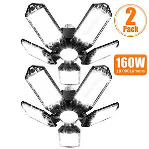 $19.68*:Meromore 2 Pack LED Garage Lights 160W 6500K Support E27 Screw Socket at Walmart.com