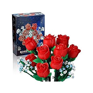 648-Piece SMIDOLE Red Rose Bouquet Building Set $9.99 + Free Shipping w/ Prime at Woot!