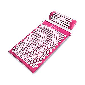 $12.99: ProsourceFit Acupressure Mat and Pillow Set for Back/Neck Pain Relief and Muscle Relaxation - Pink/White at Woot!