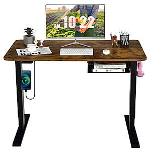 $59.99: Costway 48'' x 24'' Electric Standing Desk Height Adjustable w/ Control Panel & USB Port Rustic at Walmart.com + FS
