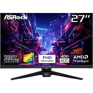 $96.77: ASRock Phantom Gaming 27 inch Full HD FHD 180Hz IPS AMD FreeSync HDR400 Gaming Computer Monitor with Swivel & Tilt stand PG27FFT1A at Newegg