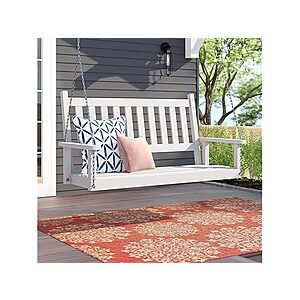 $99: Shine Company 4216 Maine 54" Wood Porch Swing with Chains (White)-26.5"D x 54"W x 25.5"H at Woot!